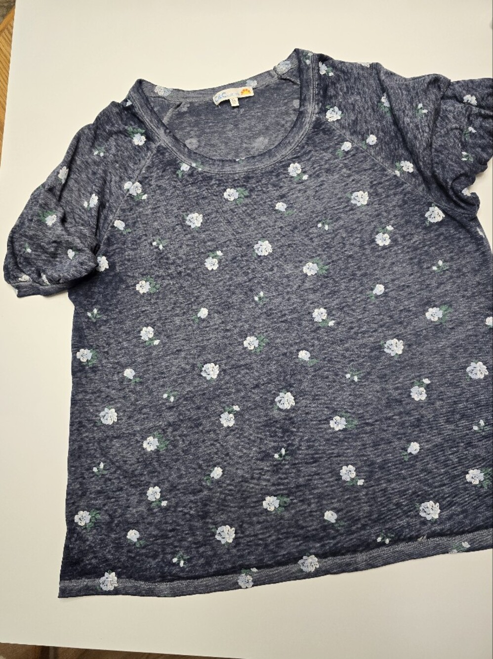 Navy Blue Floral Short Sleeve Tee Xl